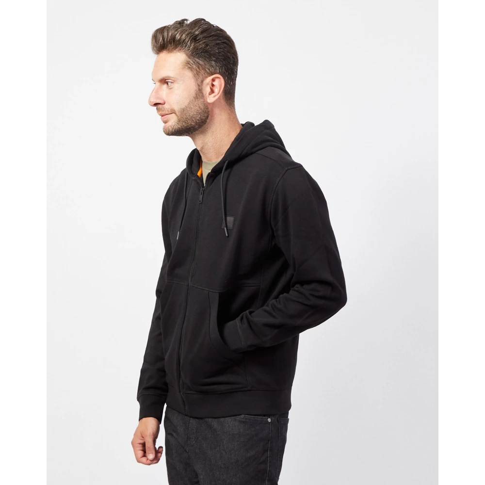 Hugo Boss Zwarte katoenen hoodie Black Heren