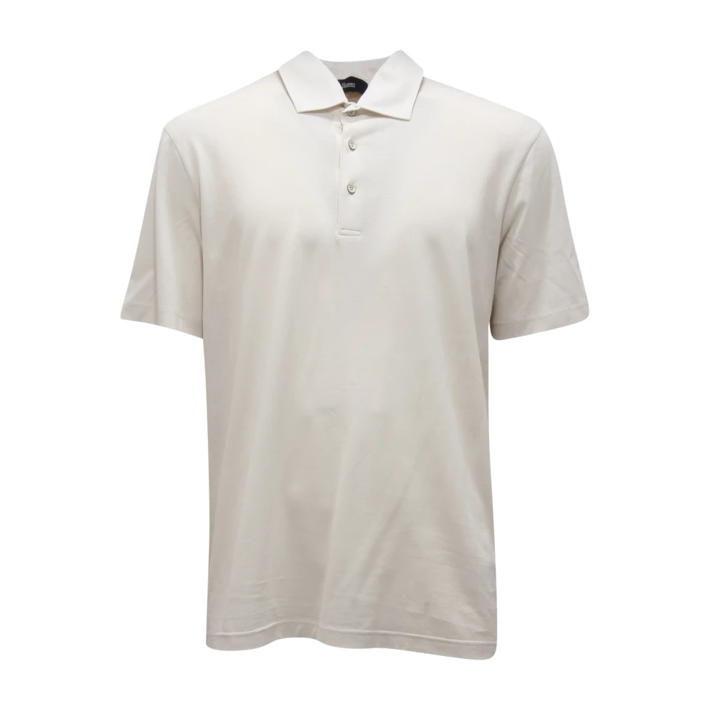 Herno Herren Weiß Crêpe Polo Shirt