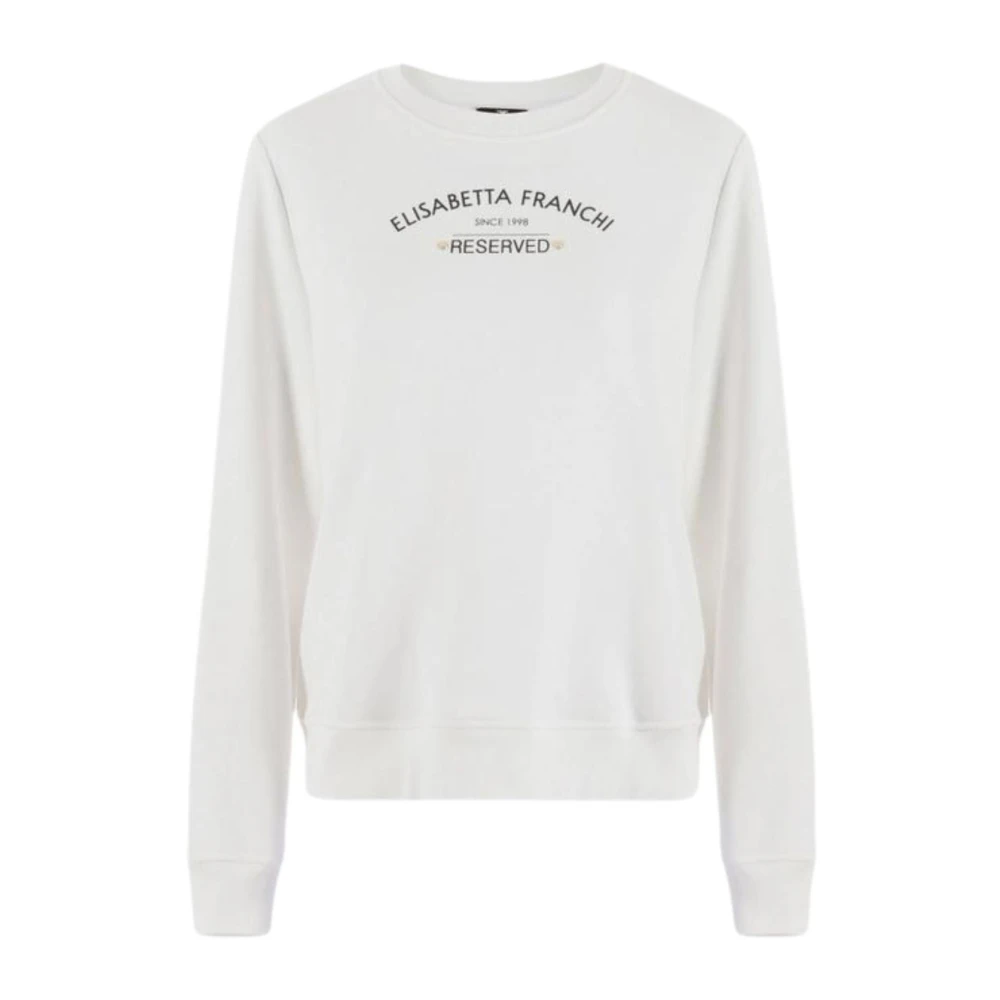 Elisabetta Franchi Dames Crewneck Sweatshirt met Reserved Logo White Dames