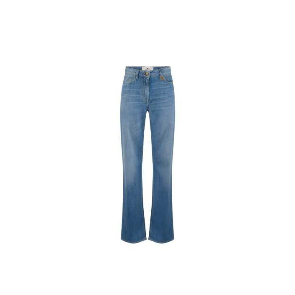 Elisabetta Franchi Blue Flare Jeans, Female, W30, Wide Jeans