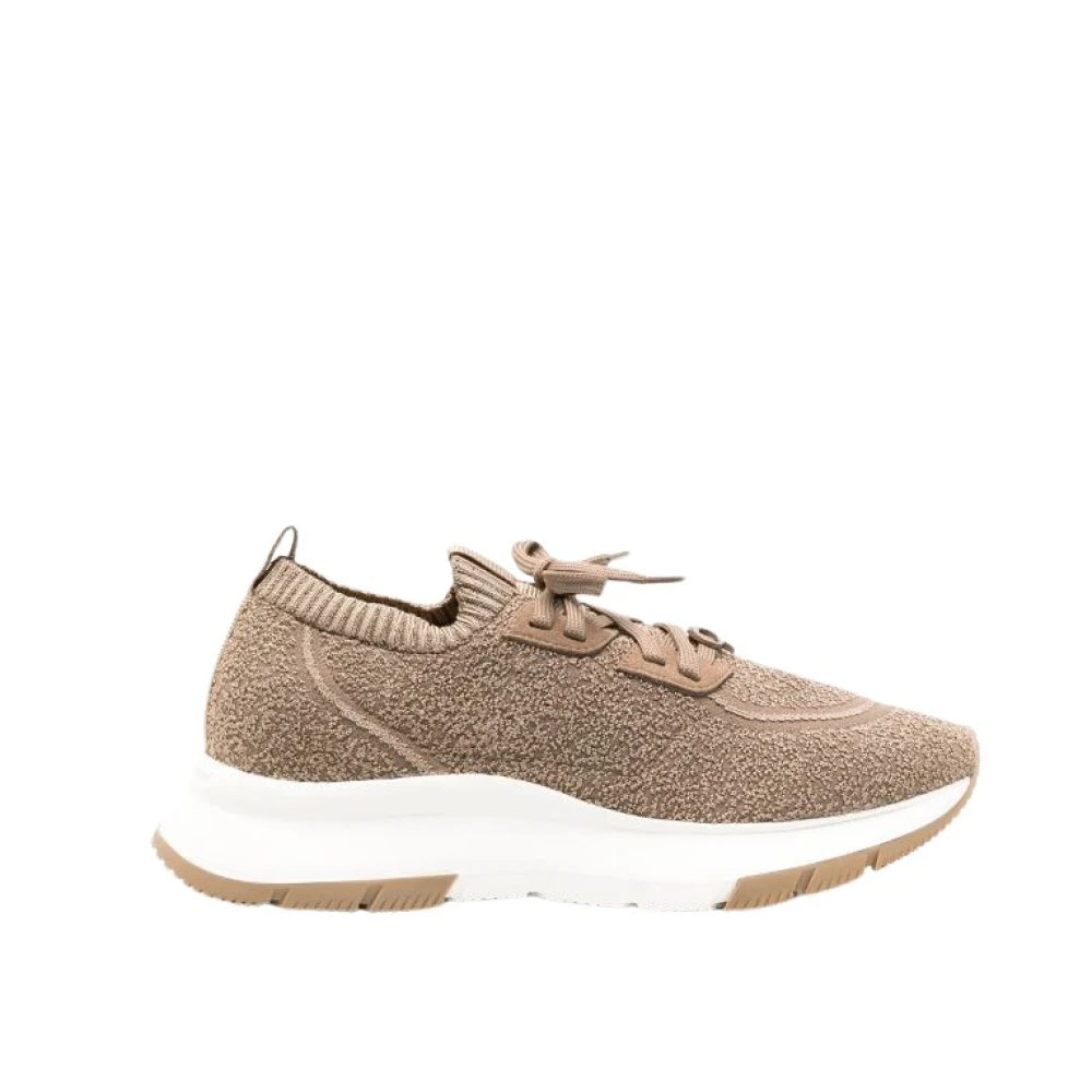 Gianvito Rossi Women's Brown Sneakers, 7 Uk, Bouclé Knit Trainers