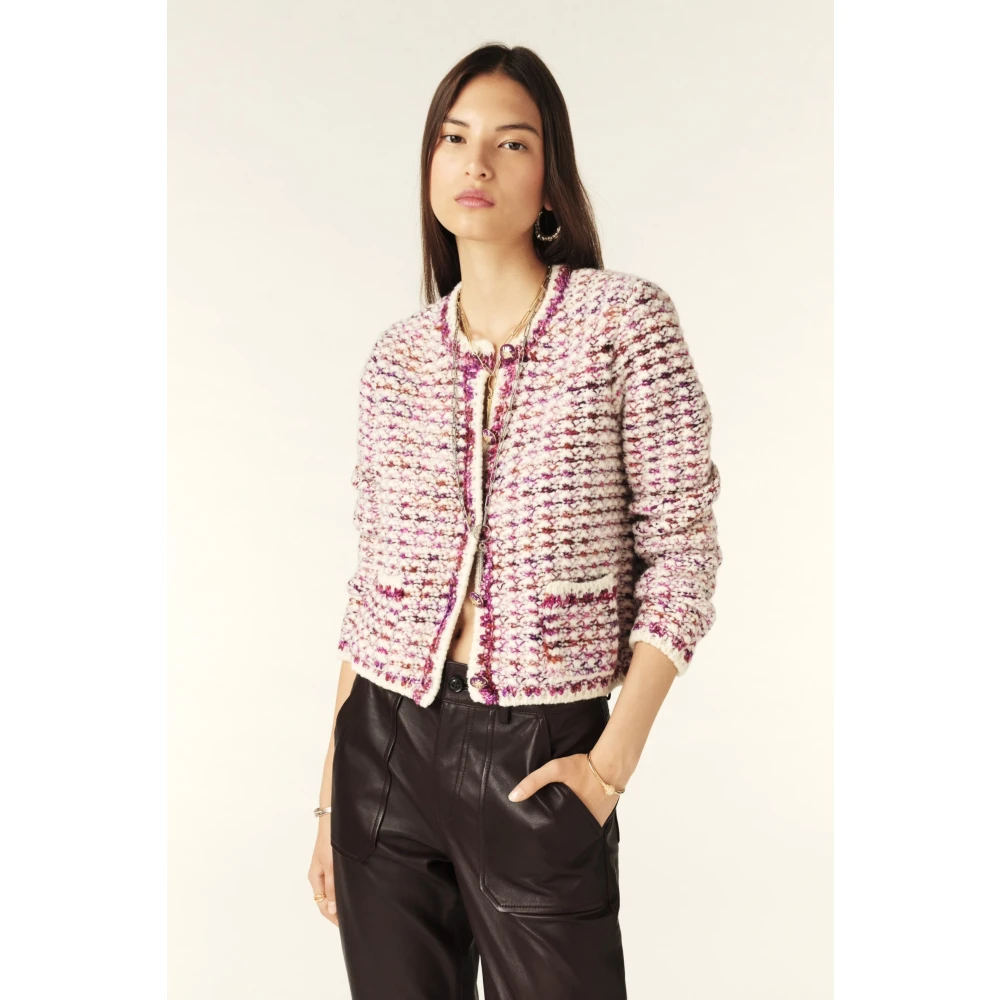 BA&SH Korte Gebreide Jas met Couture Stijl Blue Dames