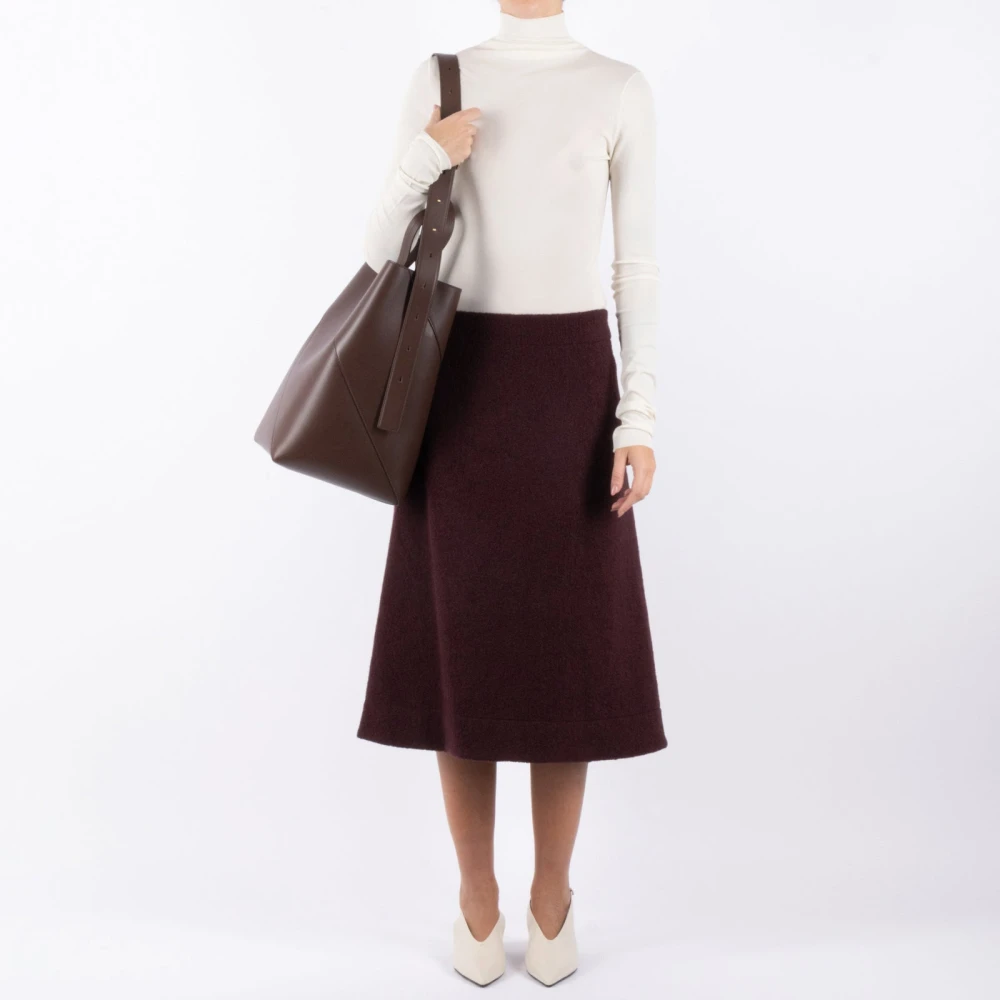 Jil Sander Bourgondische Wollen Rok Red Dames