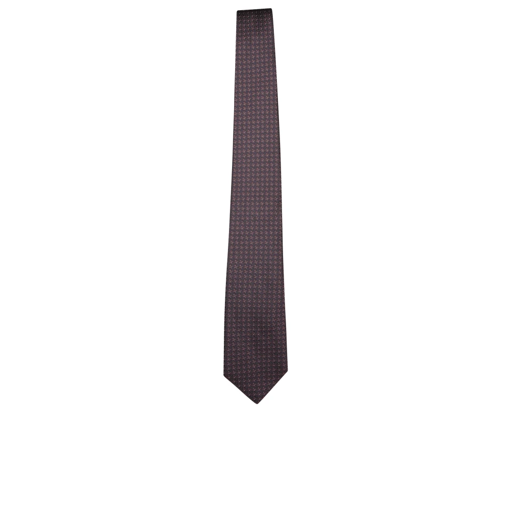 Canali Bruin Blauw Geometrisch Zijden Stropdas Blue Heren