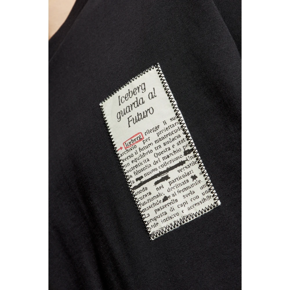 Iceberg T-shirt met patches Black Heren