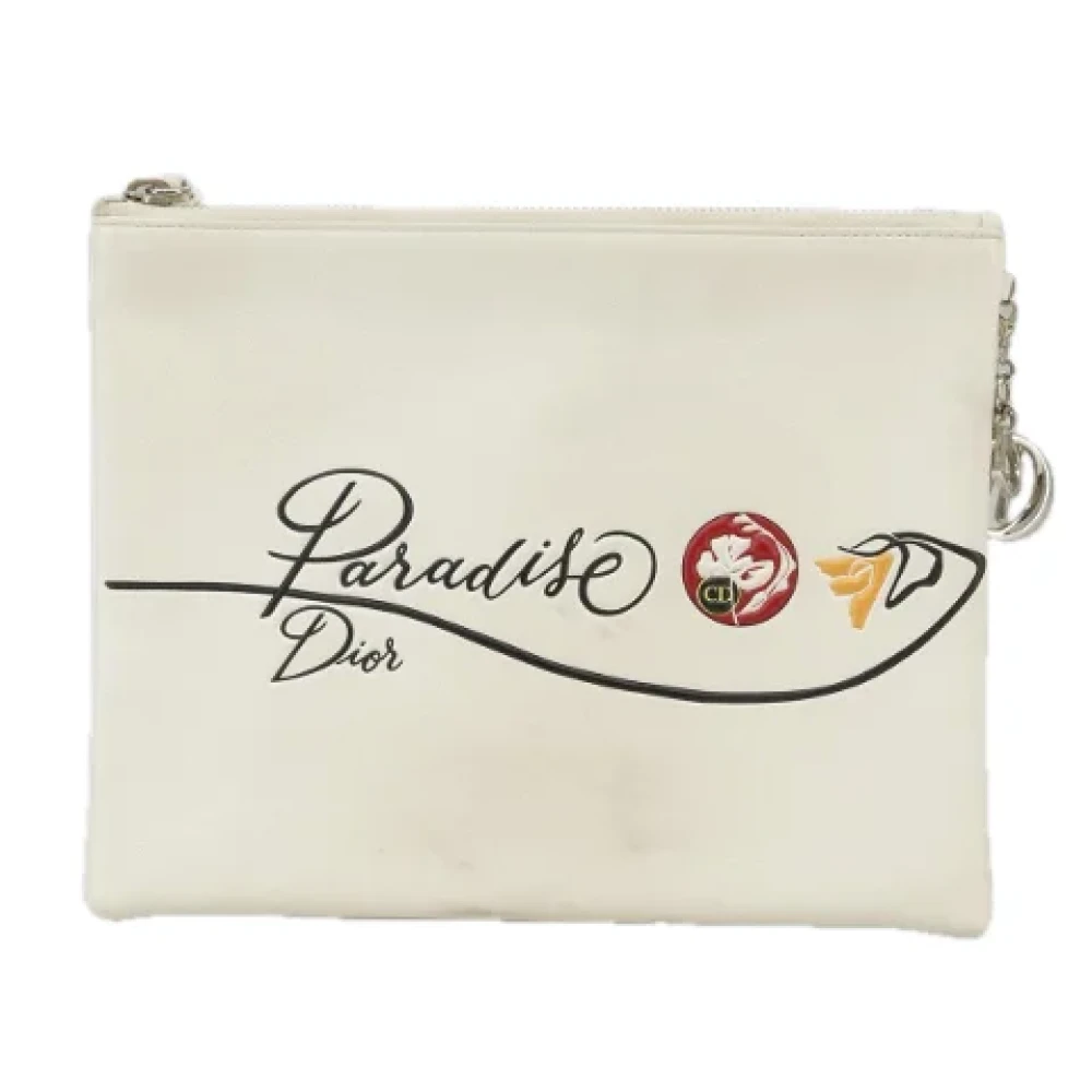 Dior Vintage Pre-owned Leather clutches White Dames