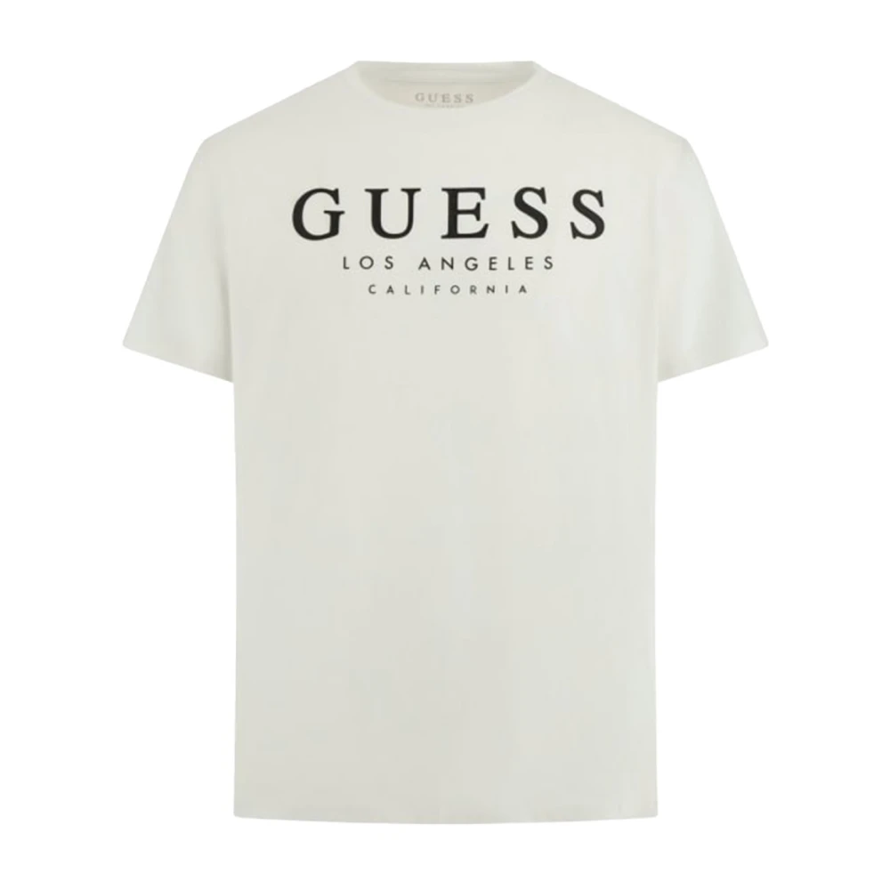 Guess Katoen Logo T-shirt Wit White Heren