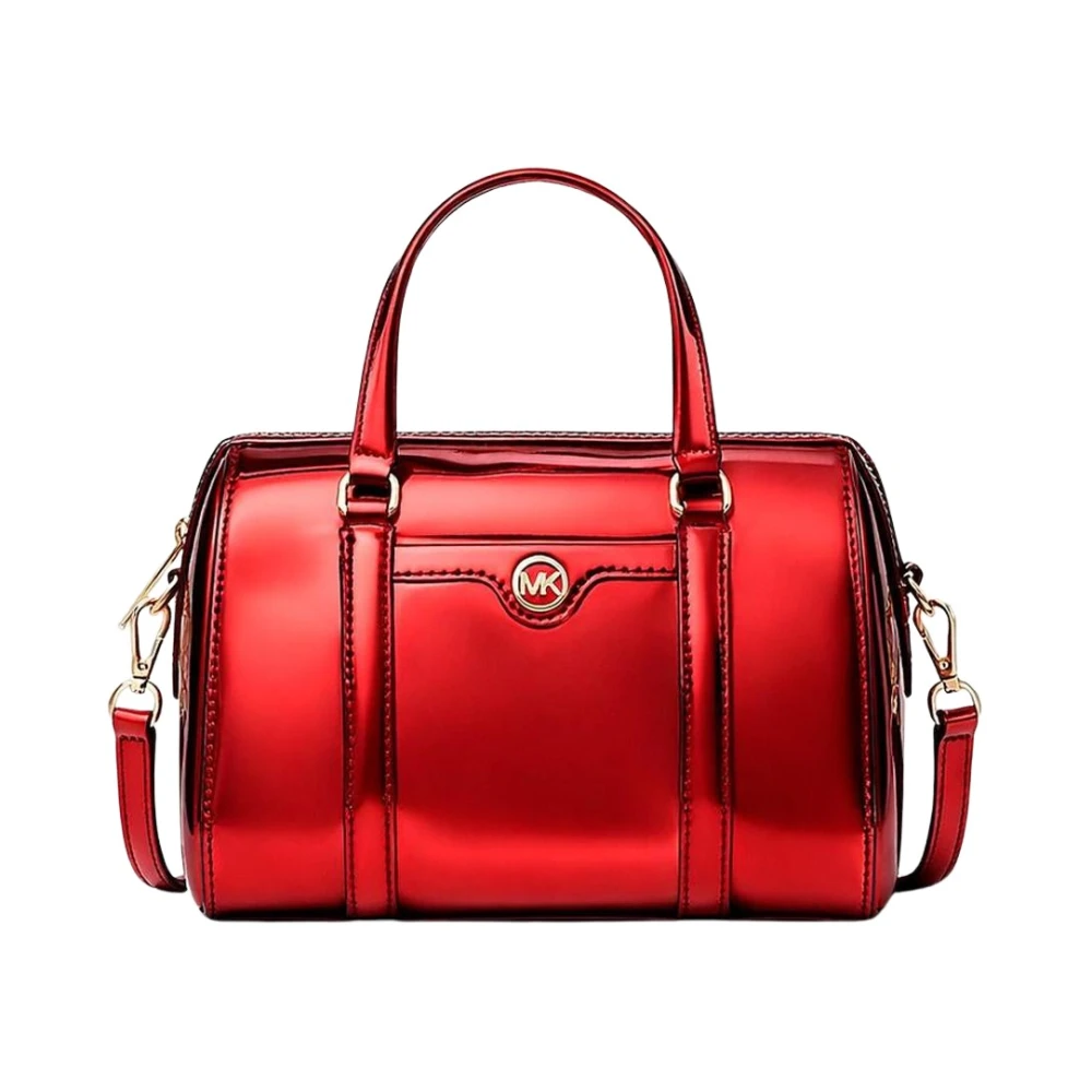 Michael Kors Women's Red Jet Set Small Metallic Convertible Crossbody Bag