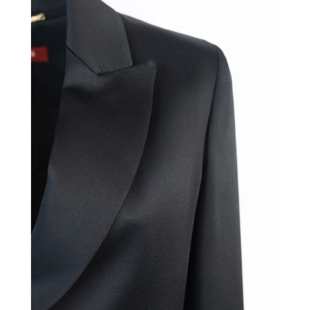 Max Mara Studio Sartorial Blazer in Zwart Satijn Black Dames