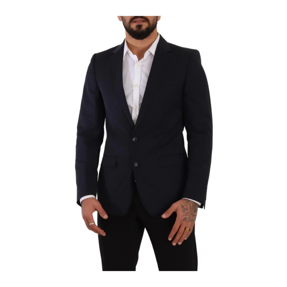 Dolce & Gabbana Mannelijk Blauw Kostuums Heren, S, Navy E Twee-Knoop Blazer