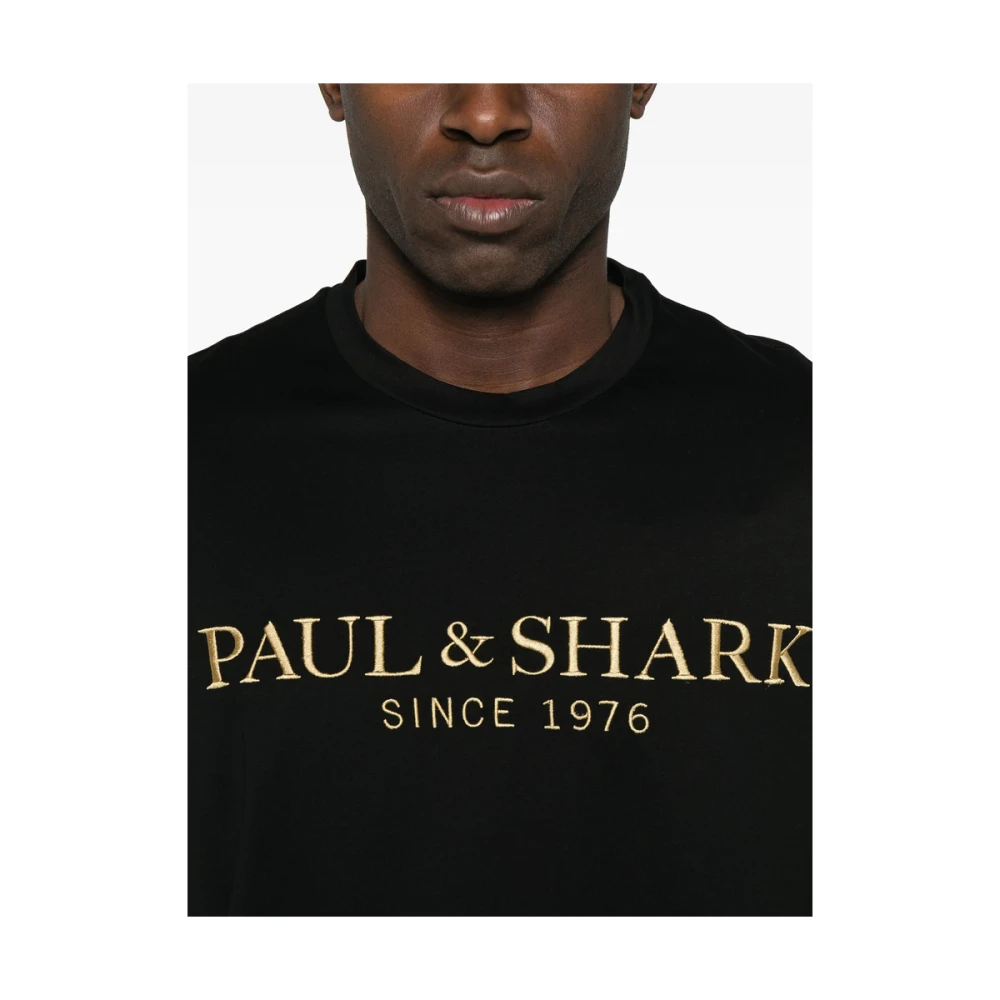 PAUL & SHARK Zwarte Ronde Hals Korte Mouwen T-shirt Black Heren