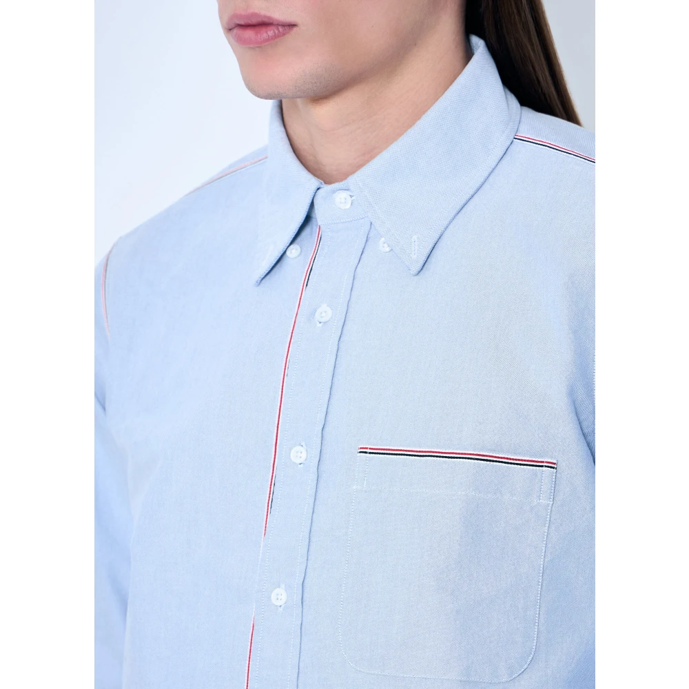 Thom Browne Klassieke Oxford Overhemd met Handtekeningdetails Blue Heren