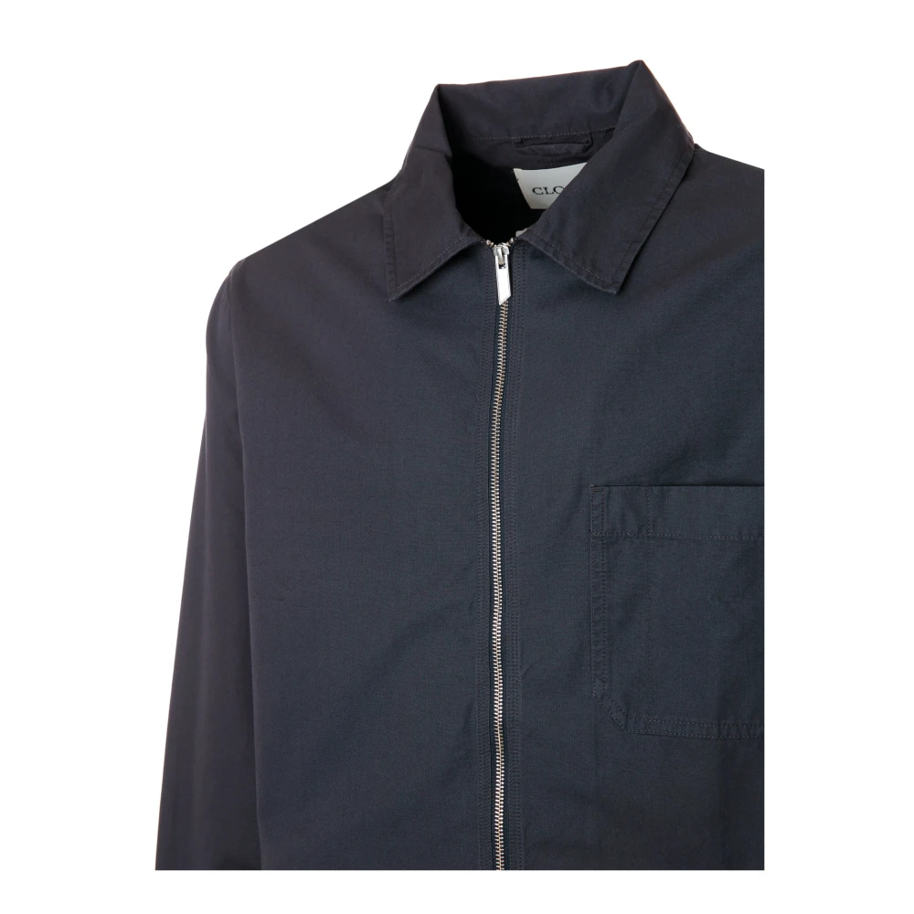 closed Italiaans Katoenen Overshirt met Rits Blue Heren