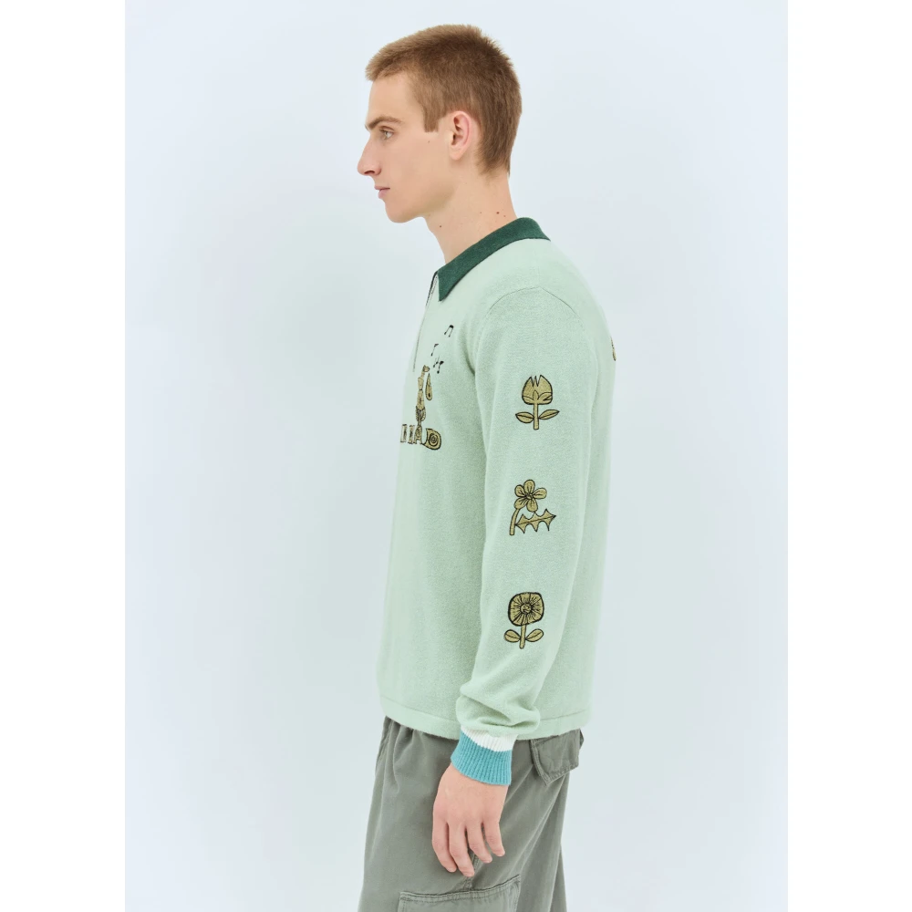 Brain Dead Gebreide half-zip sweatshirt met logo Green Heren