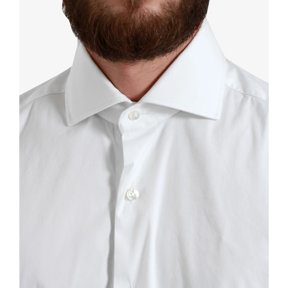 Barba Witte Katoenen Overhemd met Kraag White Heren