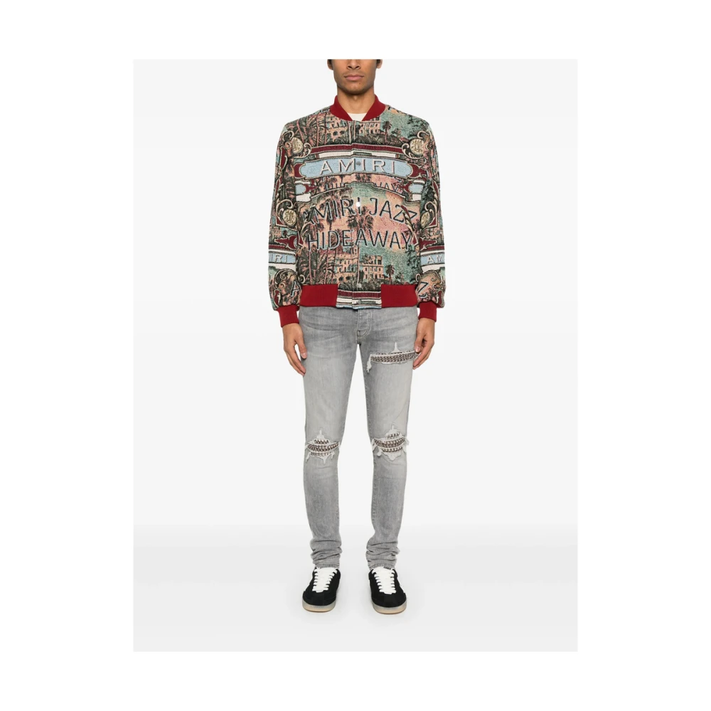 Amiri Beige Baseball Kraag Jas Multicolor Heren