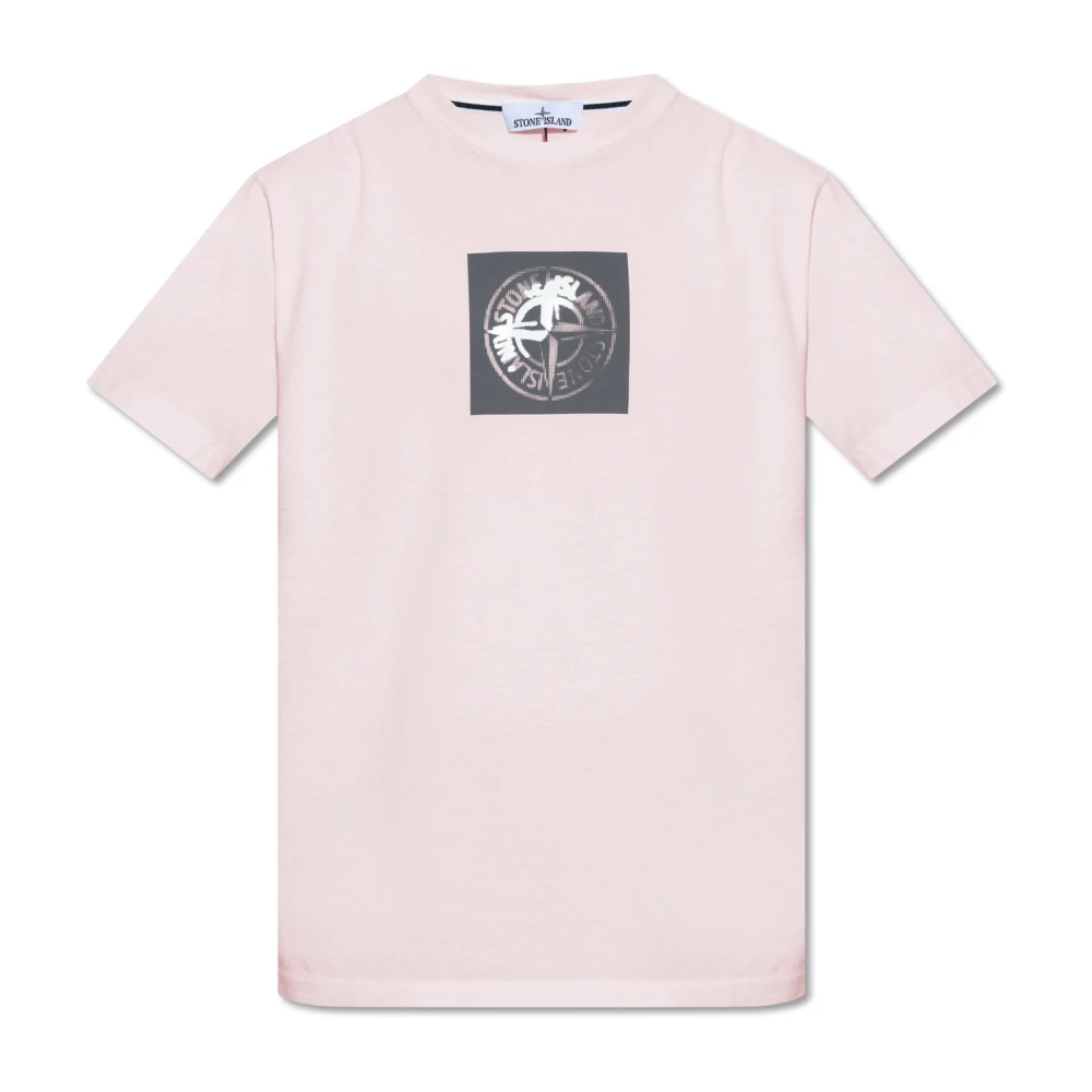 Stone Island T-shirt met logo-print Pink Heren