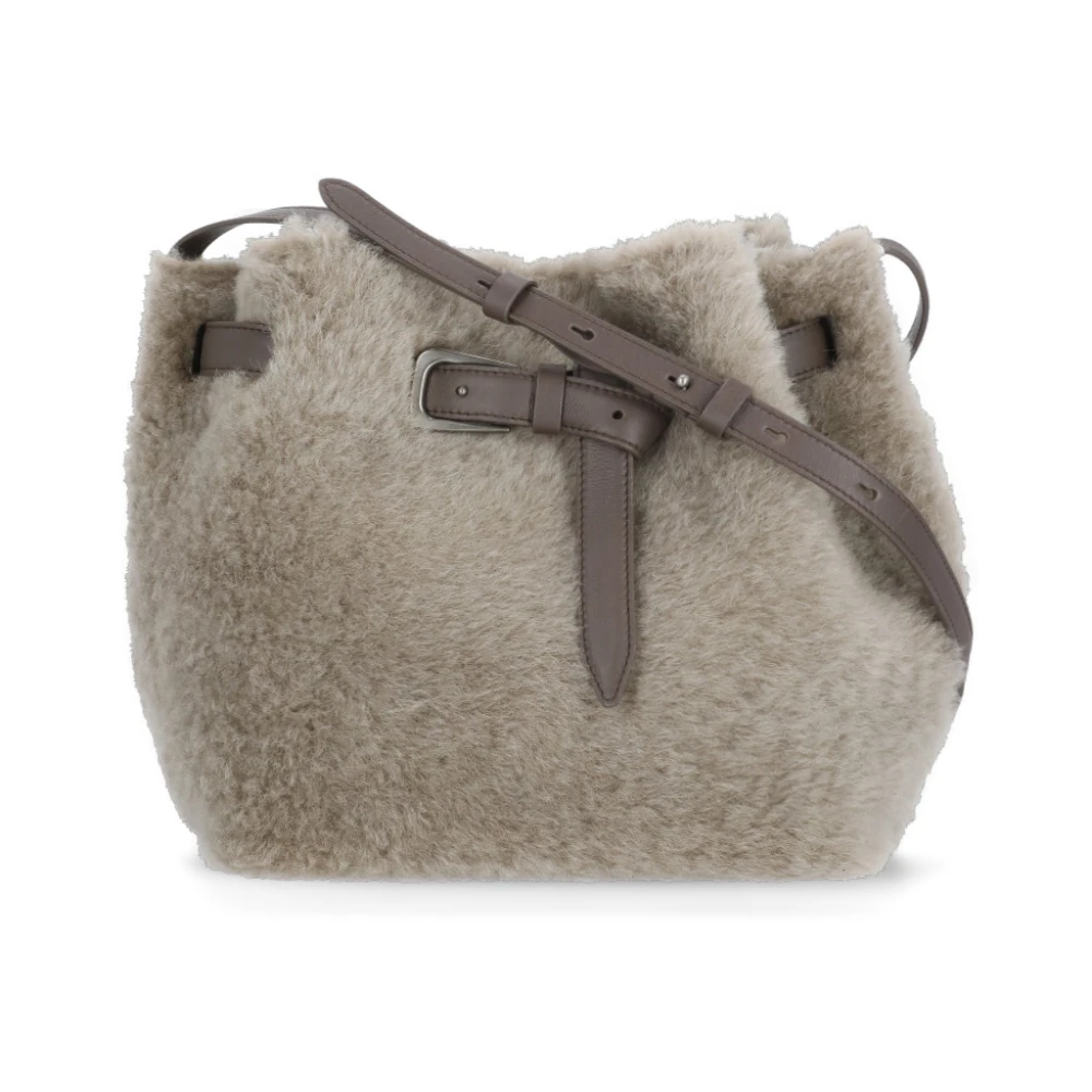 BRUNELLO CUCINELLI Grijze Bont Schoudertas met Pochette Gray Dames