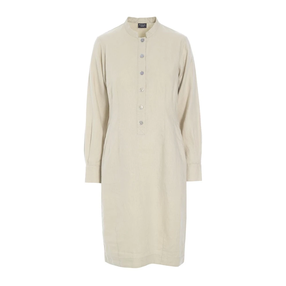 Bitte Kai Rand Elegante Linnen Jurk Ivory Beige Dames