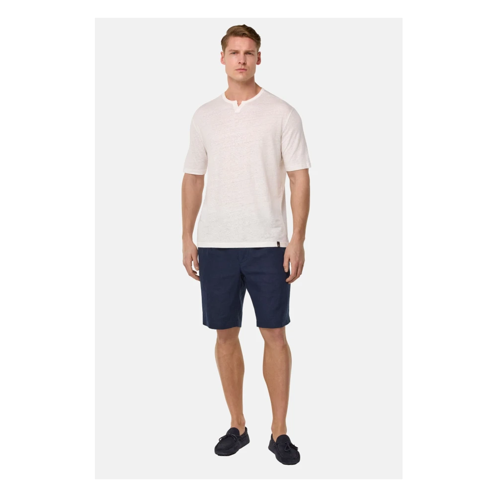 Boggi Milano Bermuda's van linnen Blue Heren