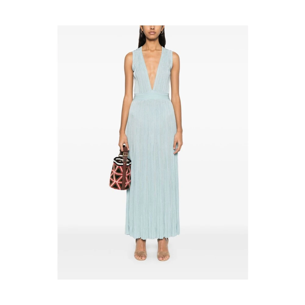 Antonino Valenti Lichtblauwe V-hals mouwloze jurk Blue Dames