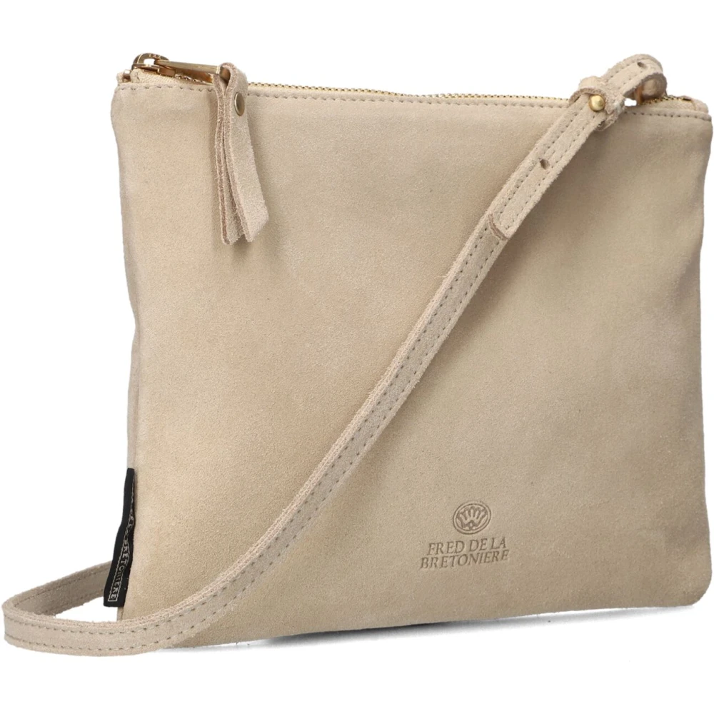 Fred de la Bretoniere Elegante Beige Crossbody Suède Tas Beige Dames