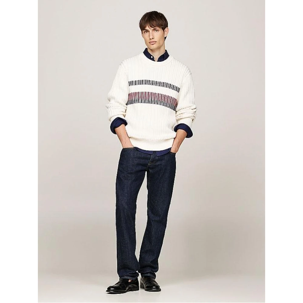 Tommy Hilfiger Chunky Ribbed Striped Sweater White Heren