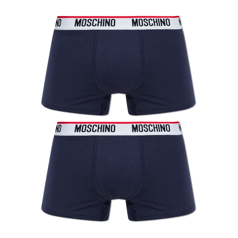 Moschino Mannelijk Blauw Ondergoed Heren, S, Katoen, Twee-Pack Katoenen Boxershorts