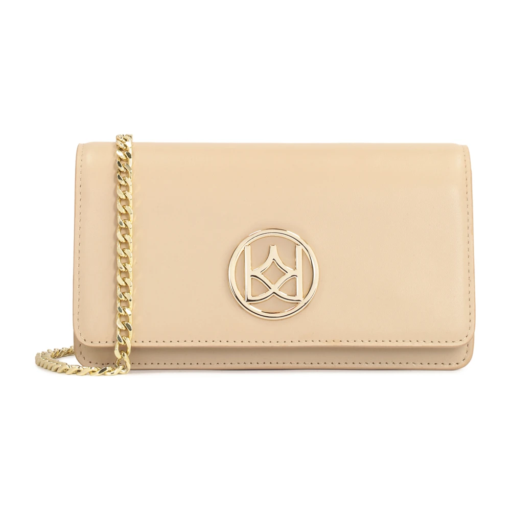 Kazar Leren rechthoekige tas aan een gouden ketting Beige Dames