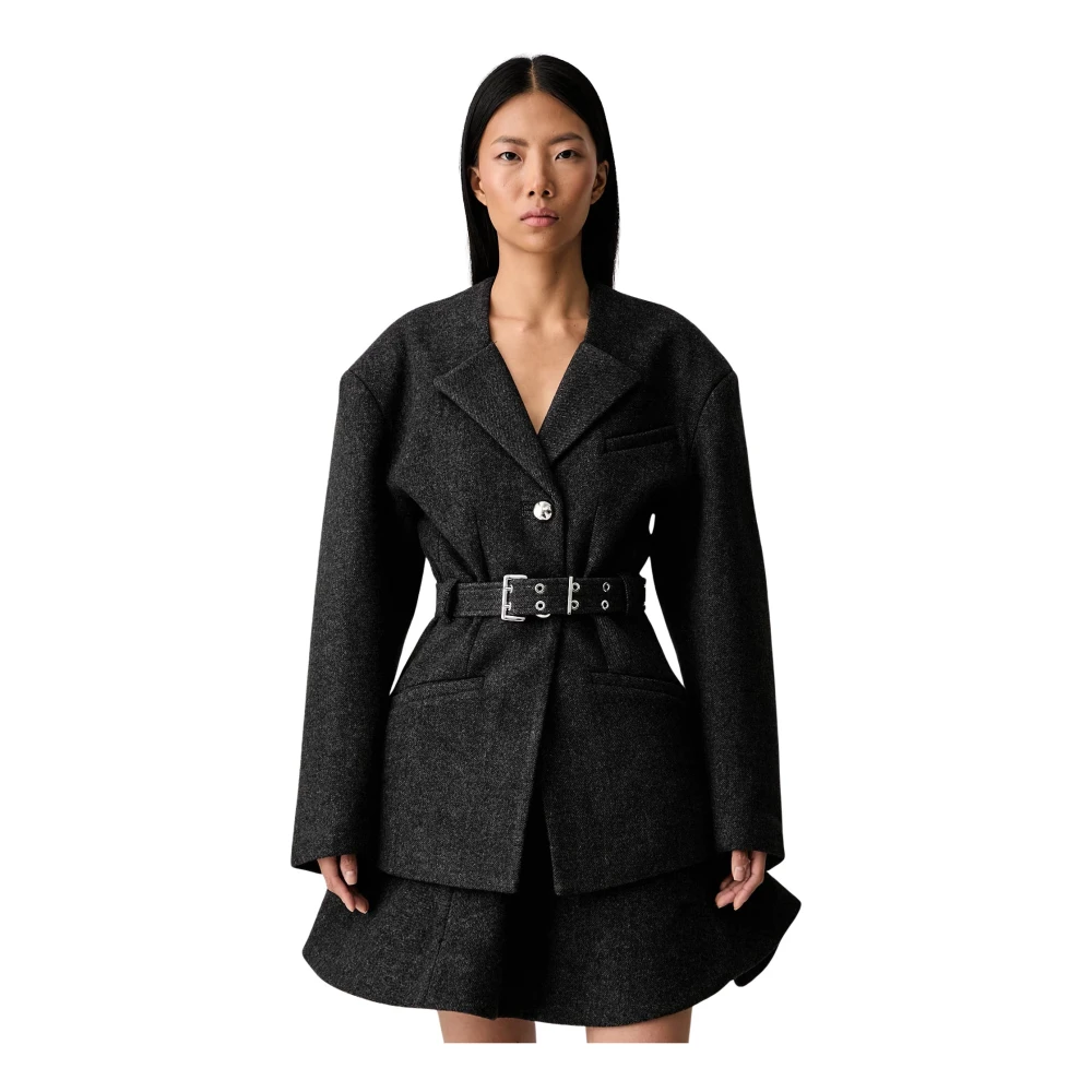 Ganni Tailored Wool Blazer - Female - Blazers - Gray - M - Jackets