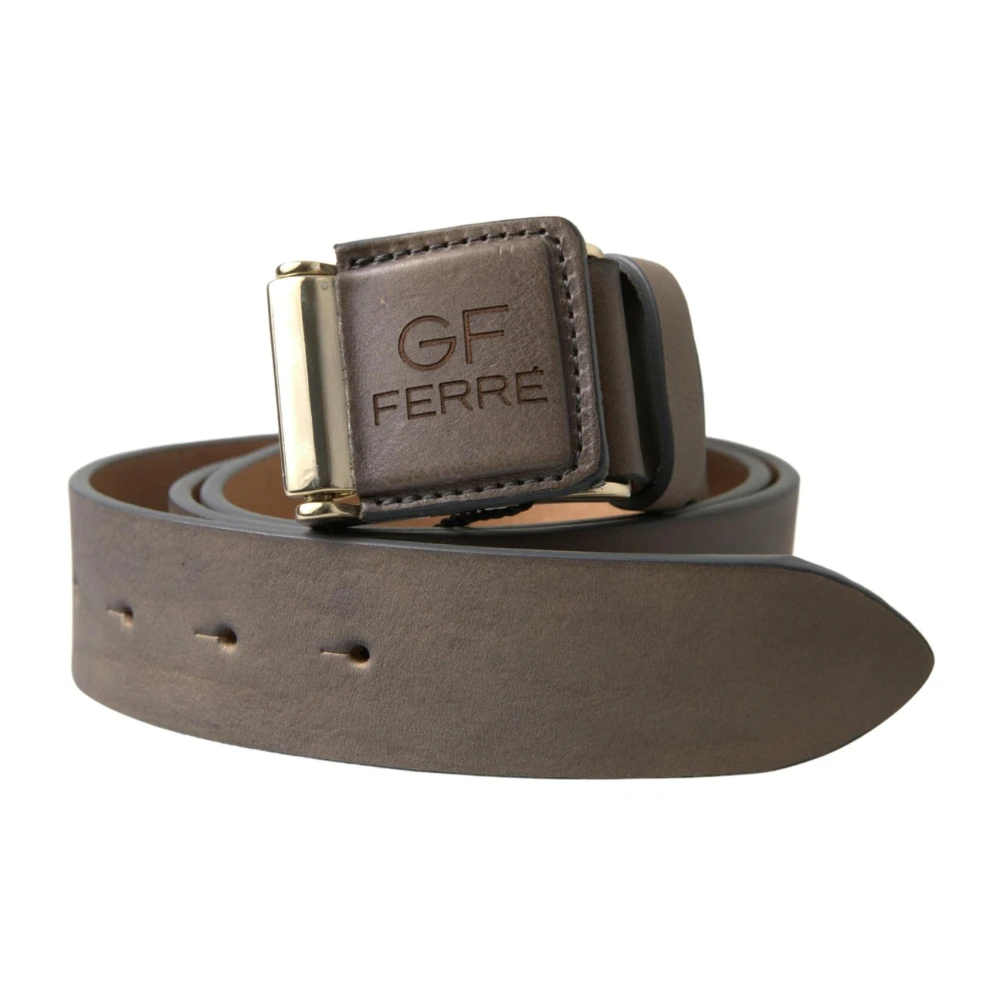 Gianfranco Ferré Women's Brown Logo Buckle Leather Waist Belt - Belts - 100 Cm- Accessories