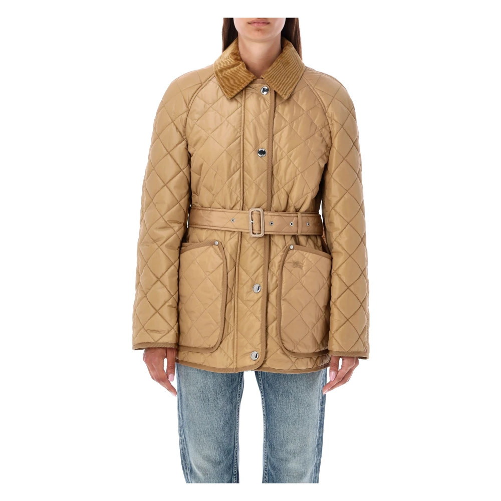 Burberry Diamant Gestikte Nylon Jas Beige Dames