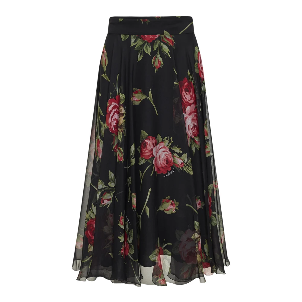 Dolce & Gabbana Women's Rose Bouquet-Print Chiffon Circle Skirt