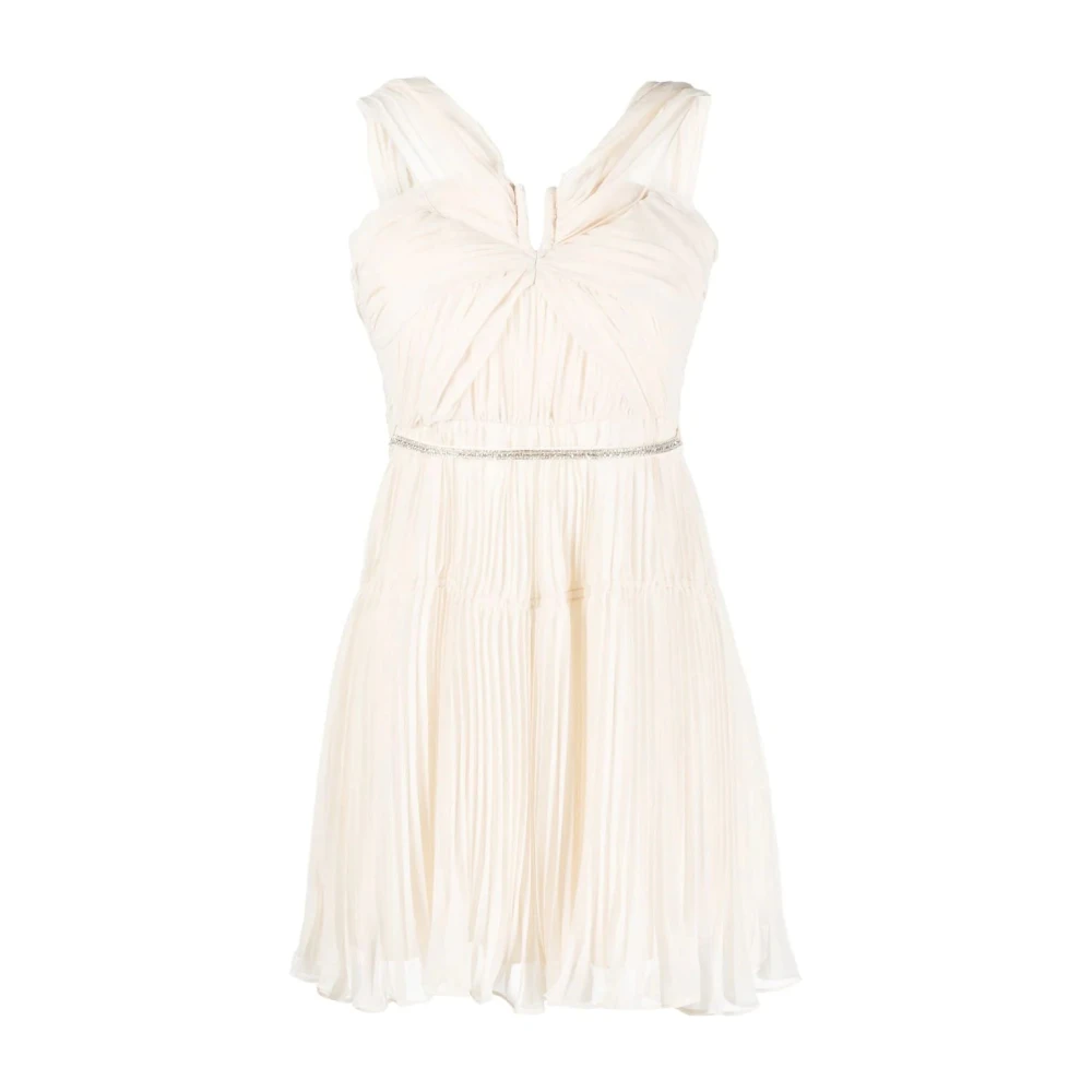 Self Portrait Elegante Beige Chiffon Mini Jurk Beige Dames