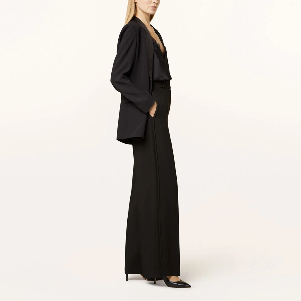 Hugo Boss Satinbroek met relaxte pasvorm Black Dames