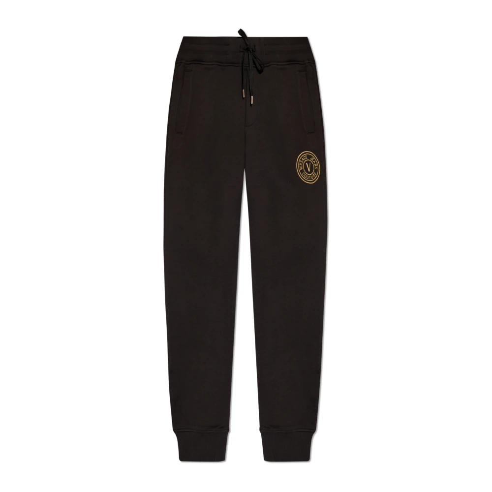 Versace Jeans Couture Logo Joggingbroek Zwart Rechte Pasvorm Black Heren