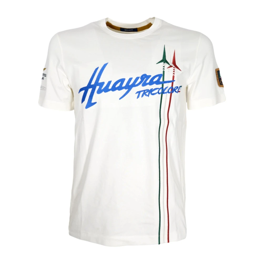 Aeronautica militare Wit Ronde Hals Slim Fit T-shirt White Heren