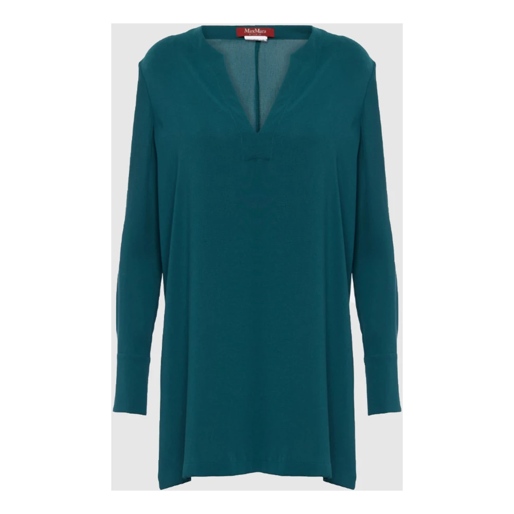 Max Mara Studio Elegante V-hals Blouse Green Dames
