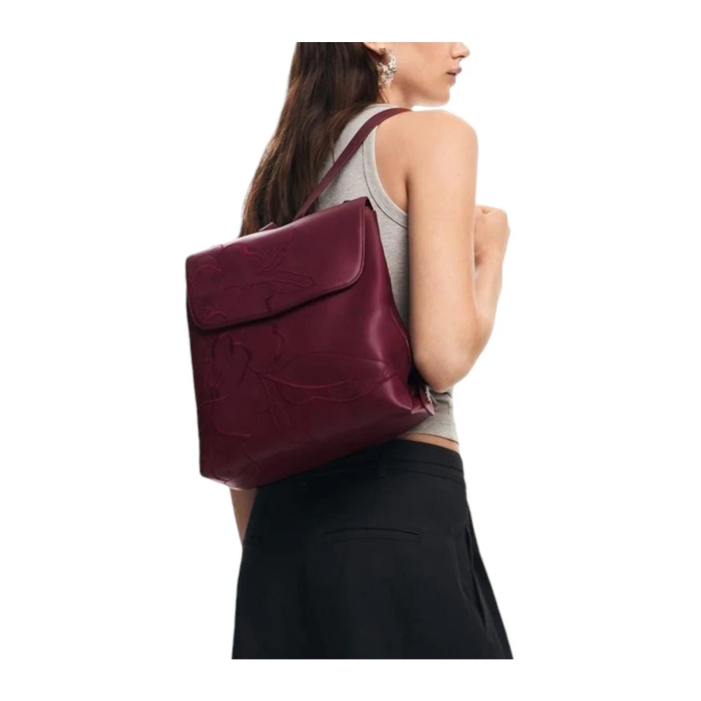 Desigual Stijlvolle Bordeaux Polyethyleen Rugzak Red Dames