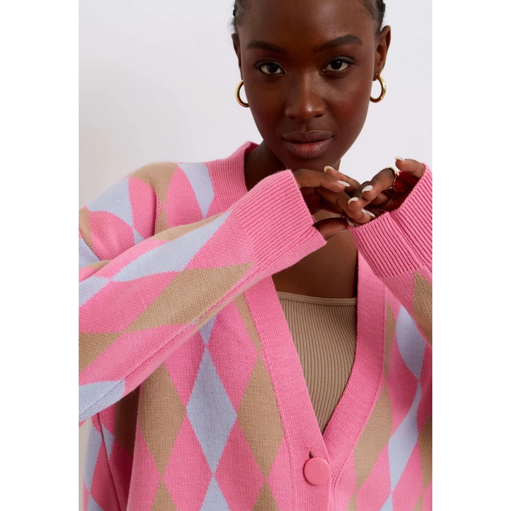 Cesare Gaspari Multicolor Button-Up Vest Roze Multicolor Dames