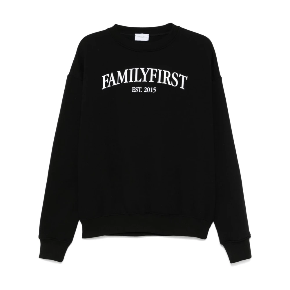 Family First Logo Print Crew Neck Sweater Black Heren