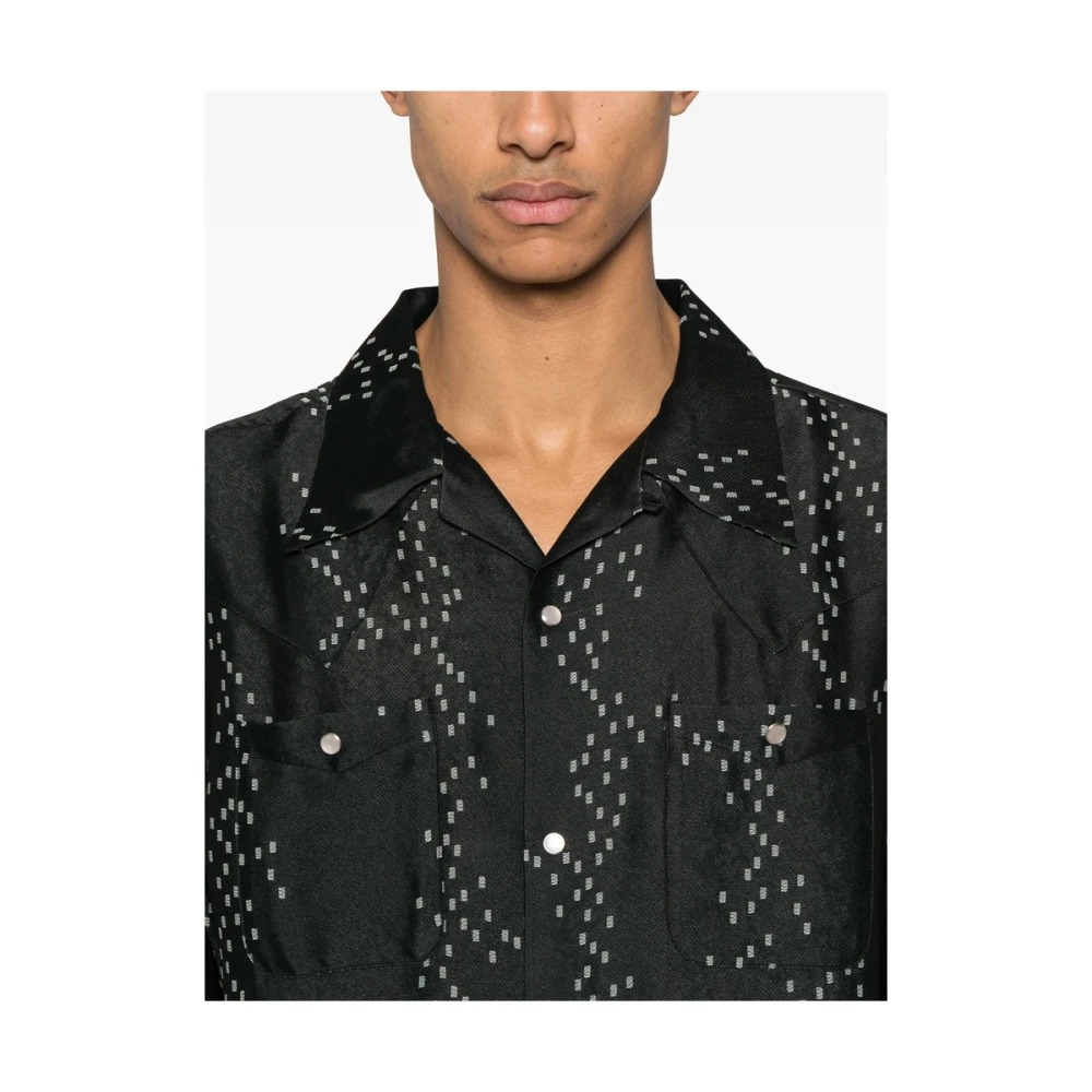 Needles Zwarte Blouse met Puntige Kraag Black Heren