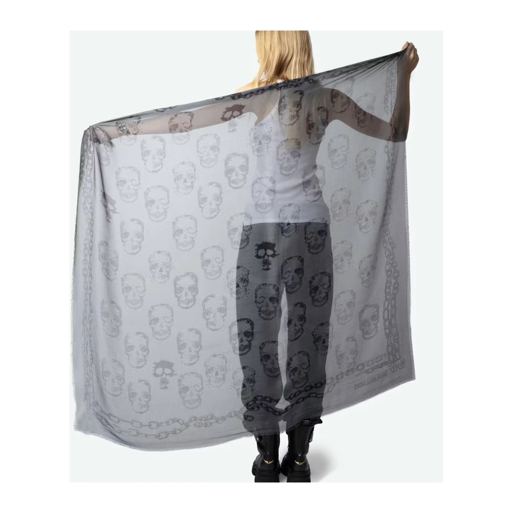 Zadig & Voltaire Sjaal met schedel- en kettingpatroon in lichtroze Gray Dames