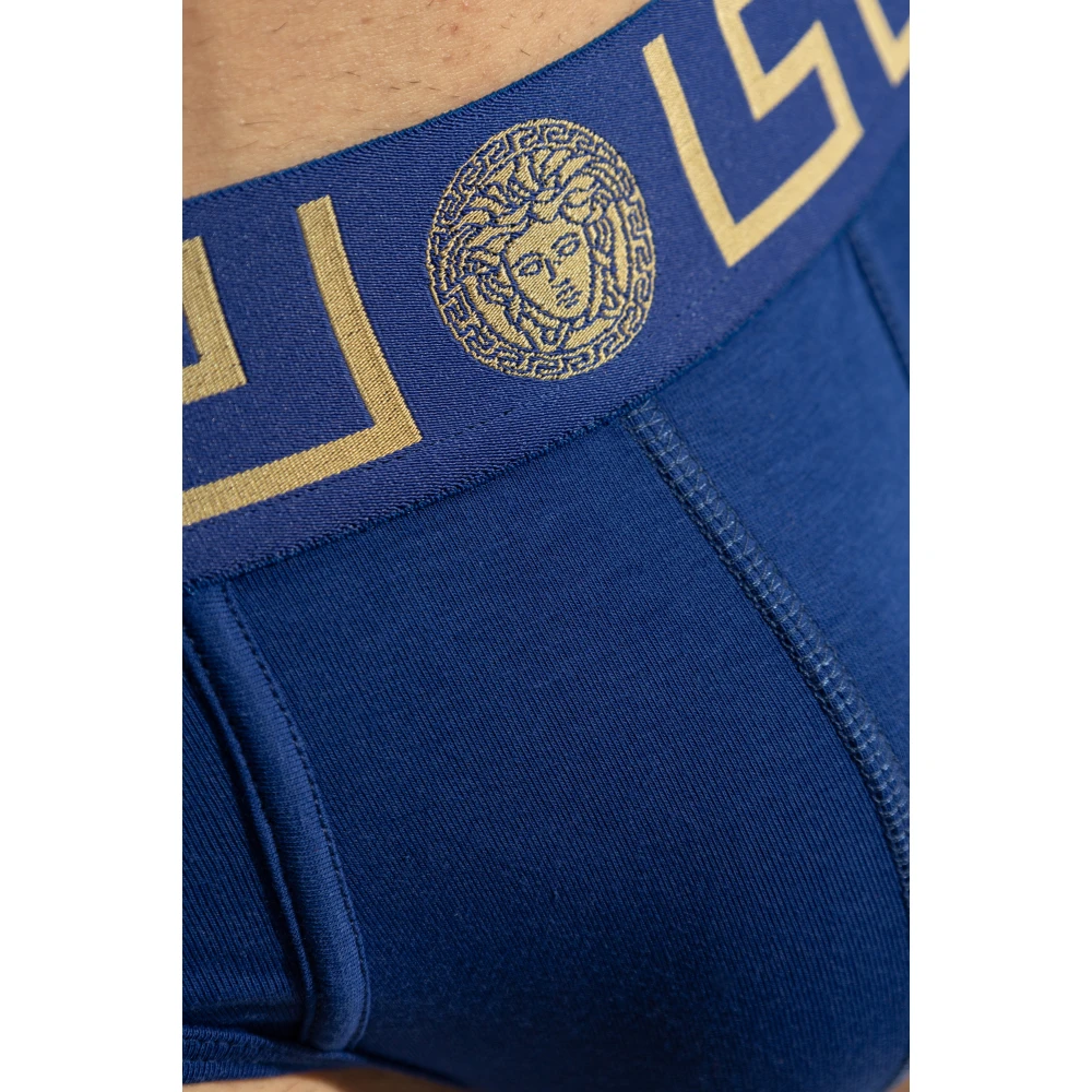 Versace Slips met logo Blue Heren