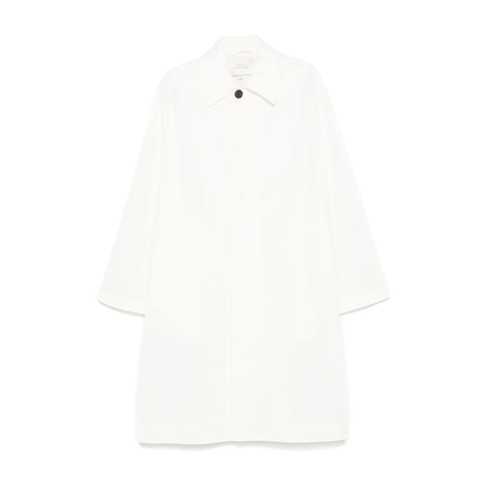 Studio Nicholson Women's White Single-Breasted Coats, S, Coat With Concealed Button Fastening
