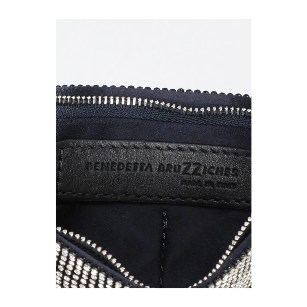 Benedetta Bruzziches Zwarte schoudertas met strass en kristallen handvat Black Dames