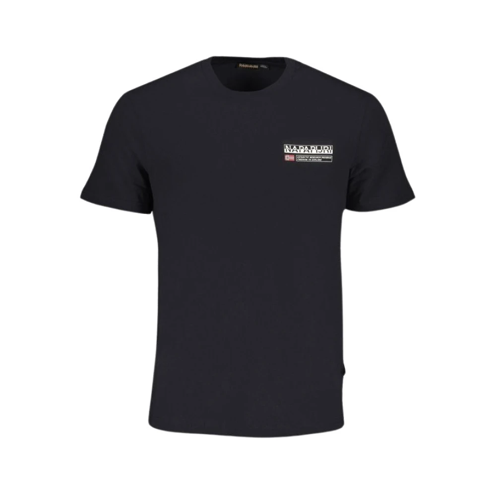 Napapijri Zwart Katoenen T-Shirt met Print Logo Black Heren