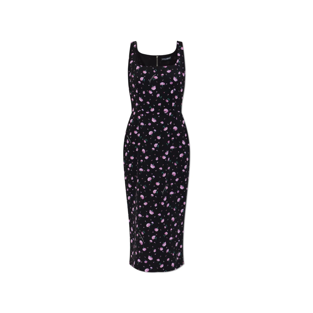 Dolce & Gabbana Women's Black Midi Dresses, Xs, Floral Motif Dress