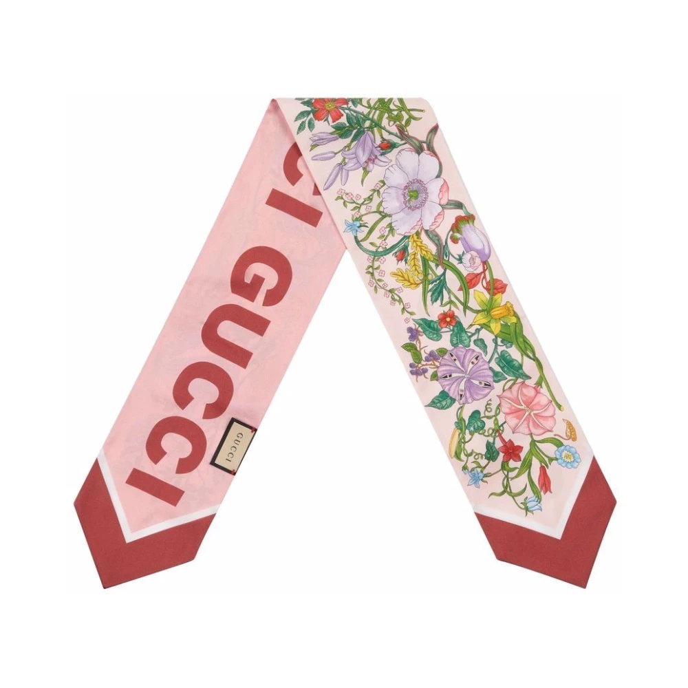 Gucci Zijden sjaal met bloemenpatroon Pink Dames