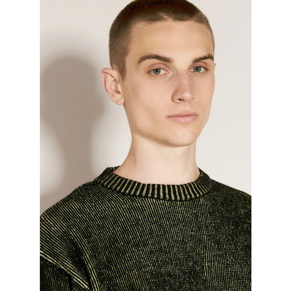 Gr10K Gezellige Crewneck Gebreide Trui Green Heren
